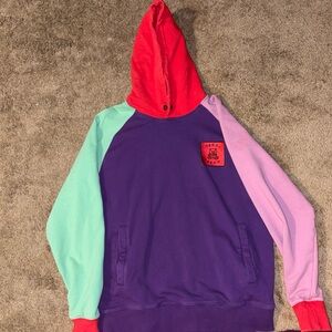 Colorful teddy fresh Hoodie with Red Hood